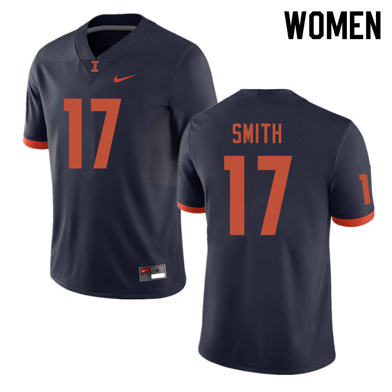 Women #17 Kendall Smith Illinois Fighting Illini College Football Jerseys Sale-Navy